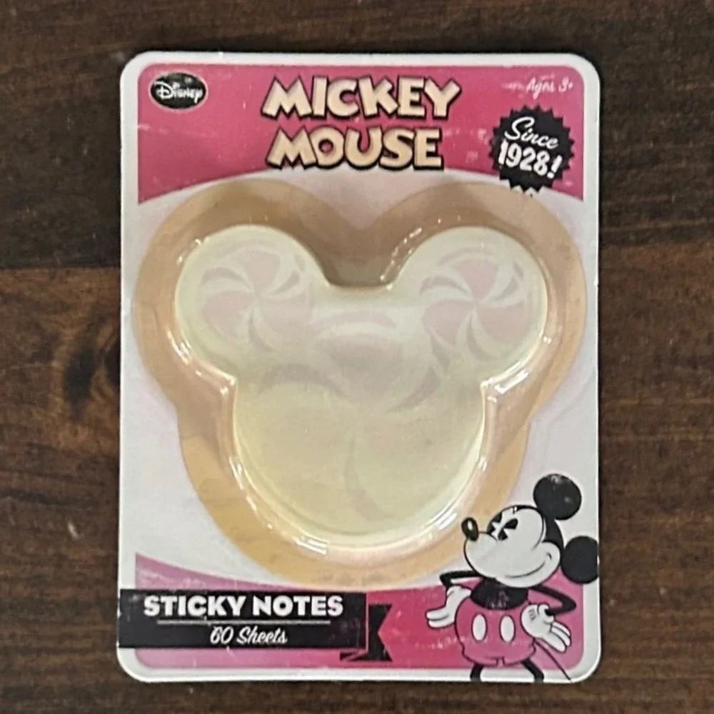 Vintage Disney Mickey Mouse Sticky Notes Peppermint Swirl 60 Sheets Stationery